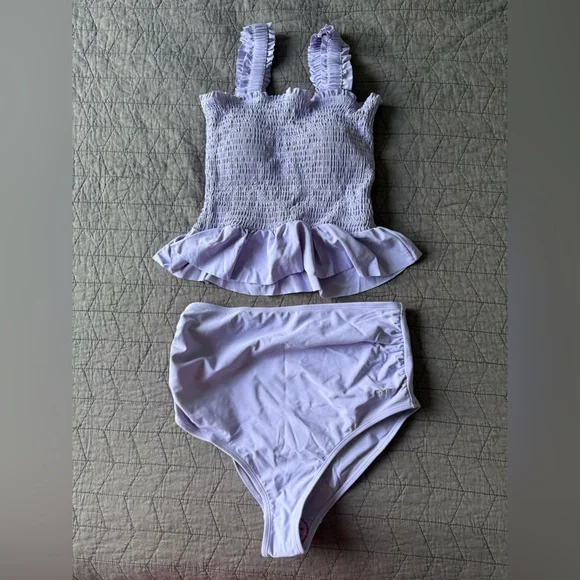 NWT Rad Swimwear Saidee Lilac Smocked Peplum Tankini Bathing Suit Top M Bottom L - Picture 2 of 15